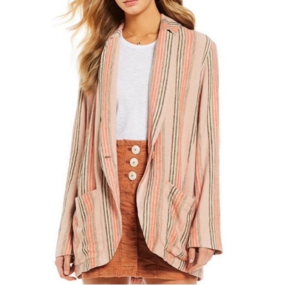 Free People Multicolor Striped Blazer Oversized Size XS